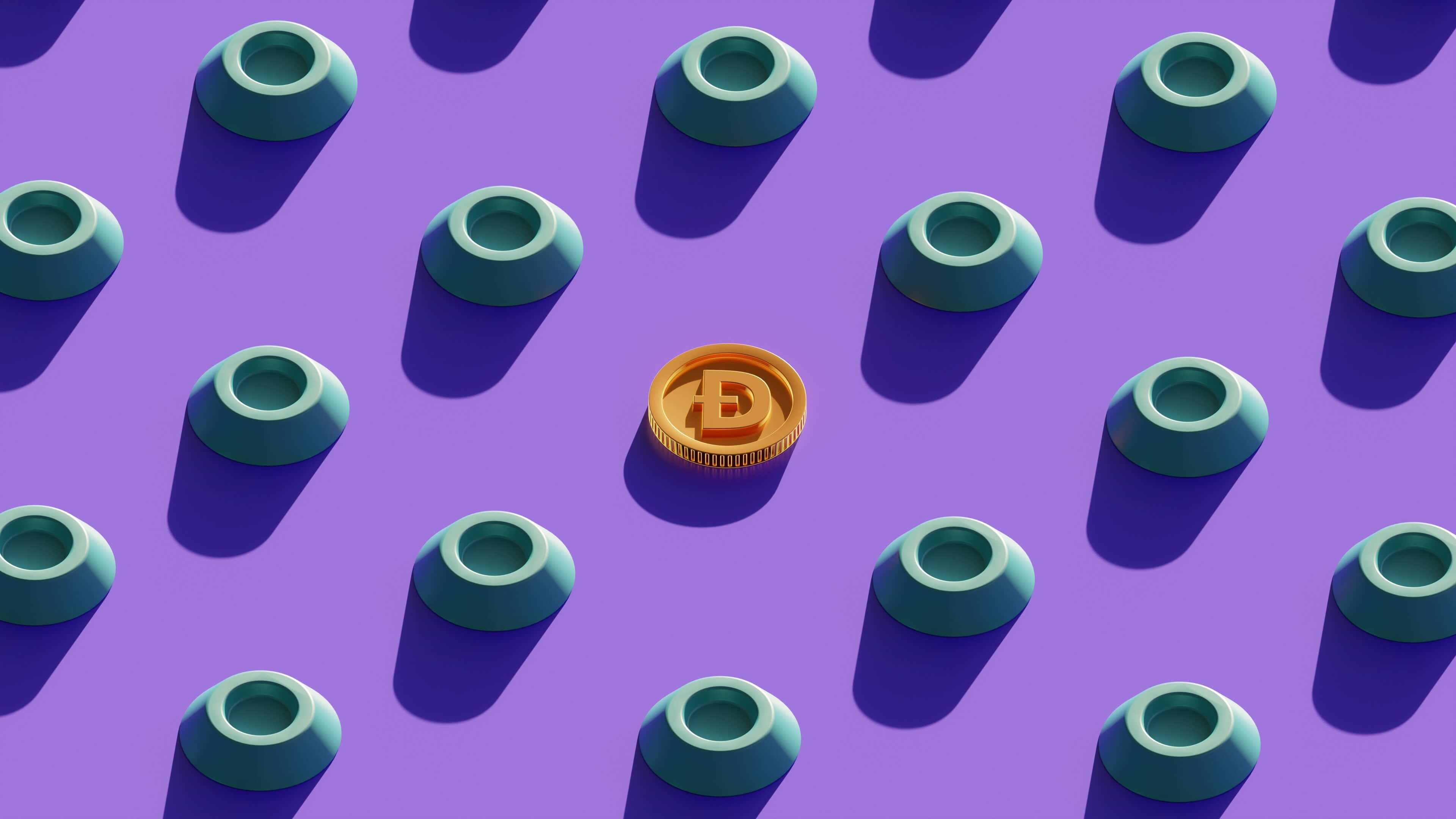 gold cryptocurrency with purple background